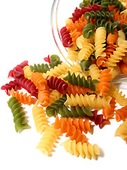 Image showing Tricolor pasta on white