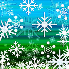 Image showing Landscape Snowflakes Background Shows Winter December And Cold\r