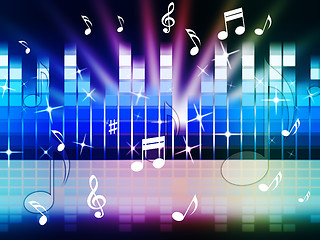 Image showing Multicolored Music Background Shows Playing Tune Or Metal\r