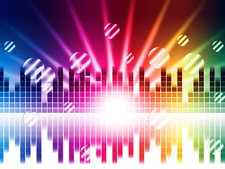 Image showing Bright Colors Background Shows Sound Light Waves And Circles\r