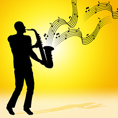 Image showing Sun Saxophone Means Jazz Music And Acoustic