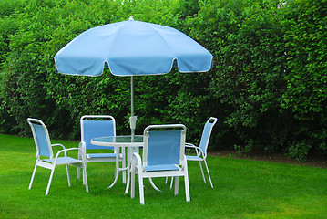 Image showing Patio furniture on lawn