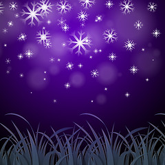 Image showing Snowflakes Purple Background Shows Wintertime Wallpaper Or Ice P