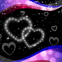 Image showing Twinkling Hearts Background Means Night Sky And Love\r