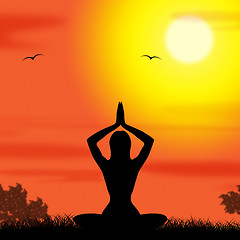 Image showing Yoga Pose Means Body Calm And Meditating