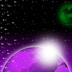 Image showing Purple Earth Background Shows Brightness Planet And Heavens\r