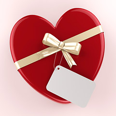 Image showing Gift Tag Indicates Heart Shape And Gift-Box