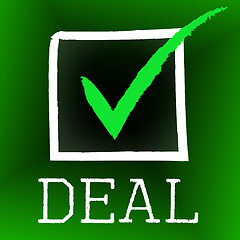 Image showing Deal Tick Indicates Hot Deals And Bargain