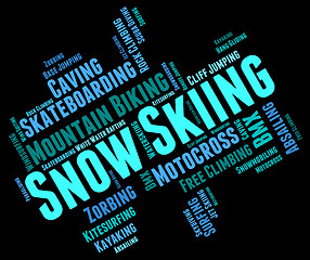 Image showing Snow Skiing Means Winter Sports And Mountain-Skier