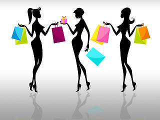 Image showing Shopping Women Represents Retail Sales And Adults