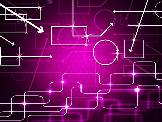 Image showing Pink Shapes Background Shows Geometry And Curvy Rectangles\r