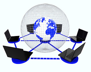 Image showing Global Computer Network Means World Monitor And Connectivity