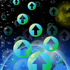 Image showing Solar System Arrows Show Moving Up And Space\r