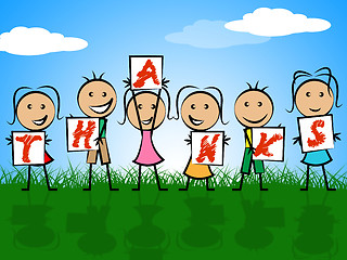 Image showing Kids Thanks Indicates Child Gratefulness And Appreciate