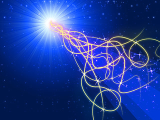 Image showing Blue Squiggles Background Shows Bright Rays And Pattern\r