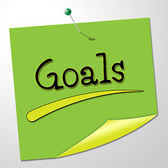 Image showing Goals Note Shows Aspire Message And Targeting