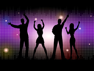 Image showing Silhouette People Indicates Disco Dancing And Celebration