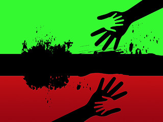 Image showing Black Line Background Means Holding Hands And Relationship\r