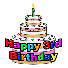 Image showing Happy Third Birthday Represents Celebrate Celebration And Celebrating