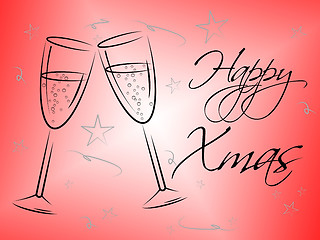 Image showing Happy Xmas Glasses Means Celebrate Joy And Christmas