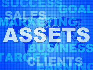 Image showing Assets Words Shows Wealth Valuables And Goods