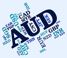 Image showing Aud Currency Shows Australian Dollar And Banknotes