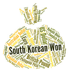 Image showing South Korean Won Represents Foreign Currency And Coinage