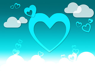 Image showing Hearts And Clouds Background Means Romantic Feeling Or Passionat