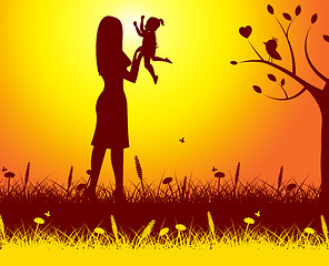 Image showing Mother Nature Means Rural Kid And Mom