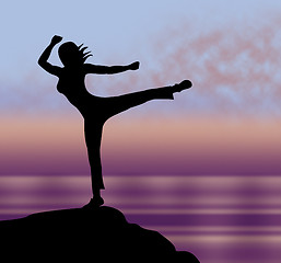 Image showing Yoga Pose Represents Relaxing Calm And Body