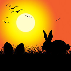 Image showing Easter Eggs Indicates Bunny Rabbit And Copy