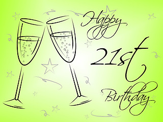 Image showing Happy Twenty First Indicates Birthday Party And Celebrate