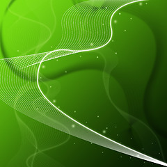 Image showing Green Web Background Shows Wavy Lines And Sparkles\r