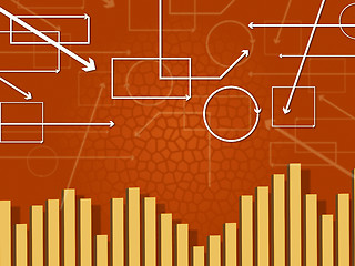 Image showing Orange Shapes Background Means Columns And Geometrical\r