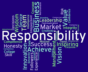 Image showing Responsibility Words Means Duty Responsibilities And Text