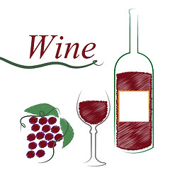 Image showing Wine Bottle Shows Alcoholic Drink And Cafe