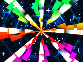 Image showing Colorful Beams Background Means Stars And Hexagonal\r