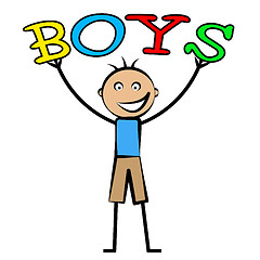 Image showing Boys Word Shows Son Youngsters And Kid