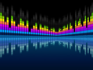 Image showing Blue Soundwaves Background Means Musical Frequencies And Songs\r