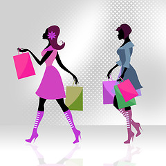 Image showing Shopper Women Means Commercial Activity And Adults