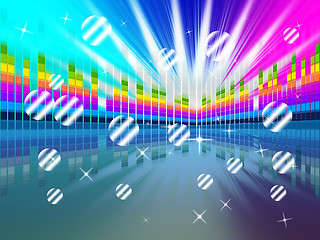 Image showing Colorful Soundwaves Backround Means Music Sparkles And Party \r