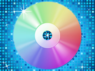 Image showing CD Background Means Music Party And Blue Squares\r