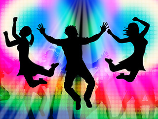 Image showing Excitement Jumping Represents Disco Dancing And Activity