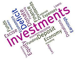 Image showing Investments Word Indicates Roi Stock And Wordcloud