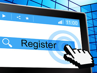 Image showing Online Register Means World Wide Web And Registering