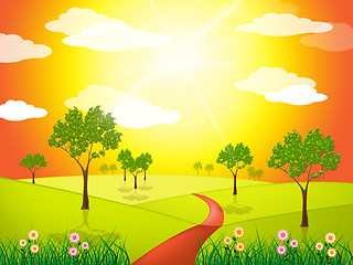 Image showing Grass Countryside Indicates Solar Scene And Sunny