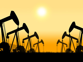 Image showing Oil Wells Represents Extract Refineries And Oilfield