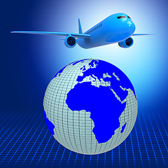 Image showing World Plane Represents Travel Guide And Air