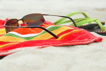 Image showing Beach items on sand