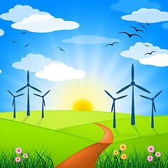 Image showing Wind Power Represents Turbine Energy And Electricity